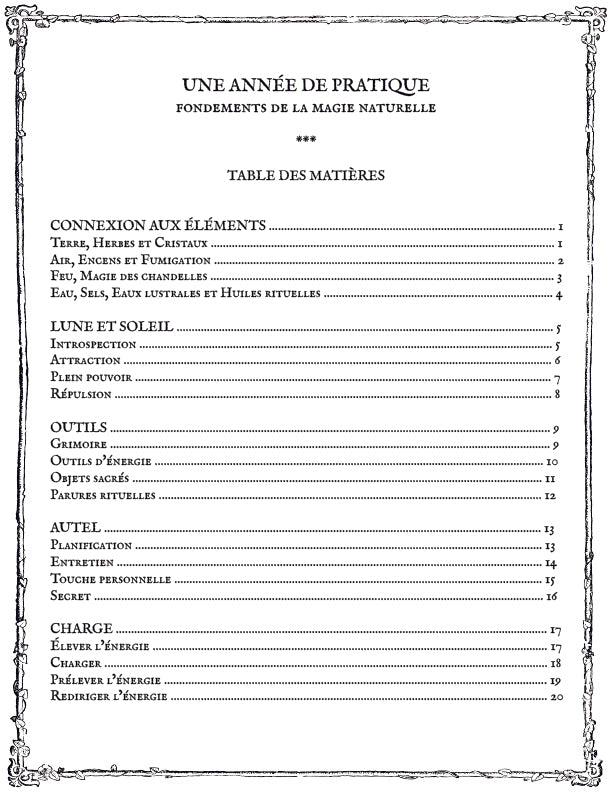 UNE ANNÉE DE PRATIQUE: Fondements de la magie naturelle
