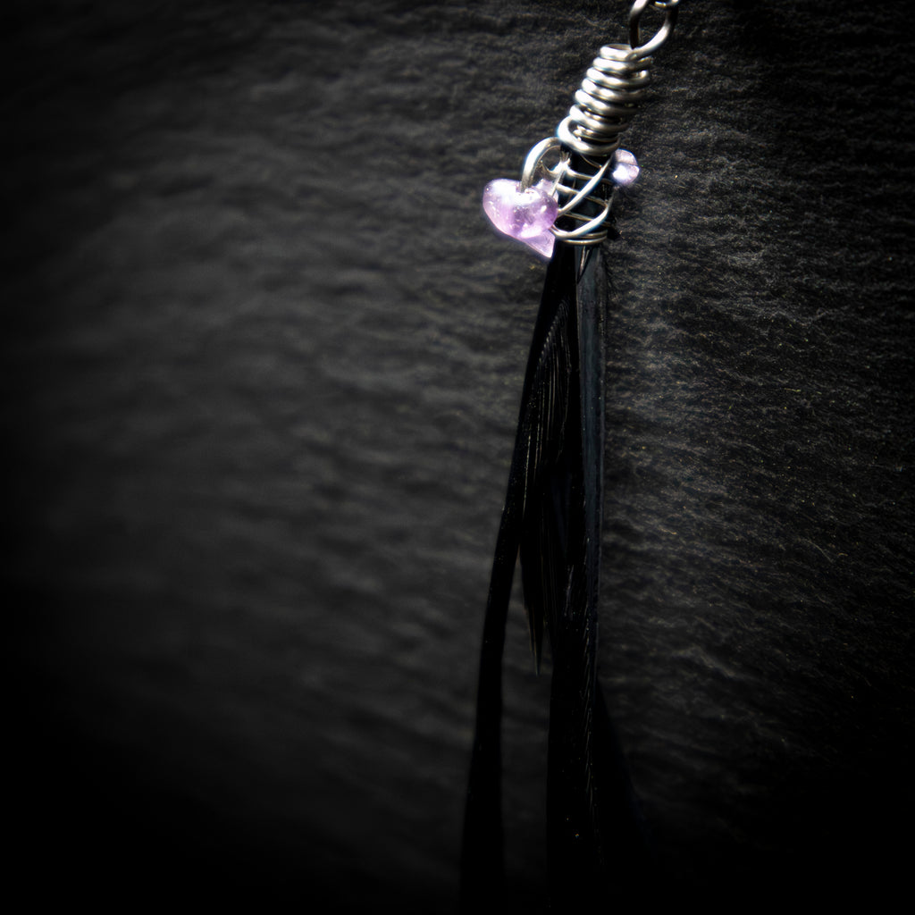 Solo earring BLACK FEATHERS