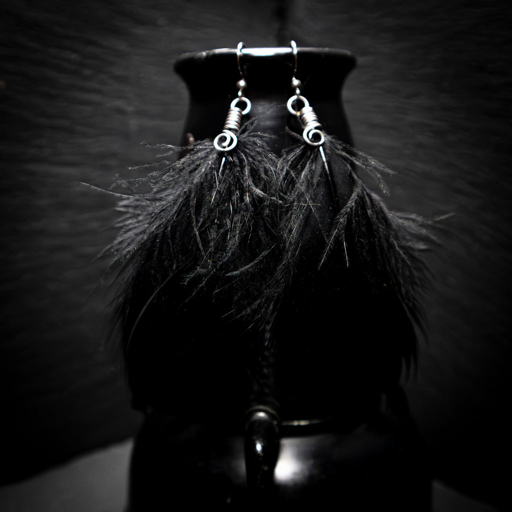 Boucles PLUMES NOIRES SPIRALÉES