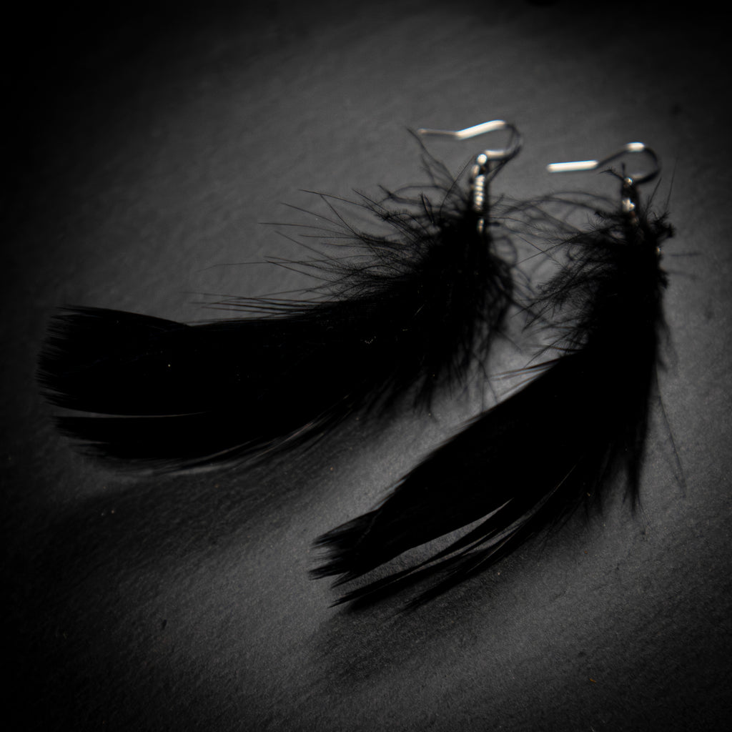 Boucles PLUMES NOIRES SPIRALÉES