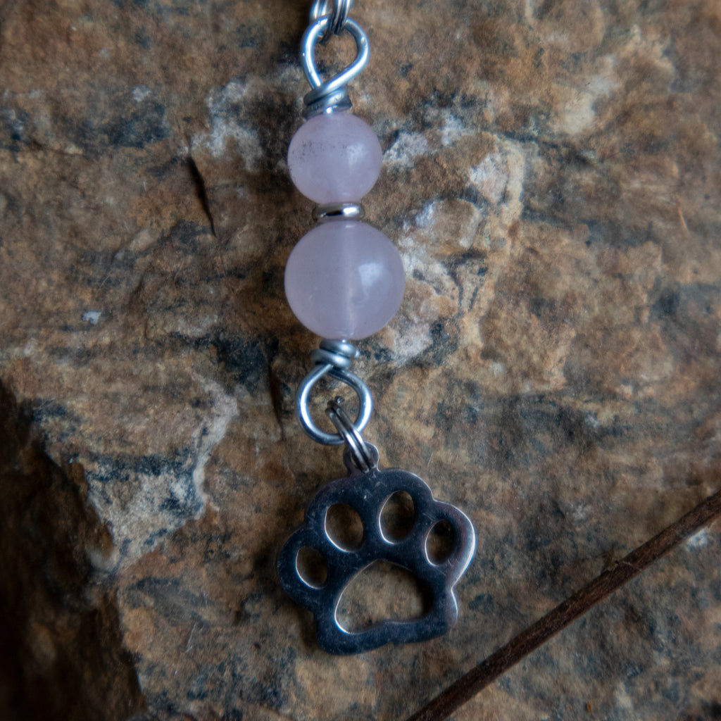 Amulette pour chat QUARTZ ROSE (Patte)