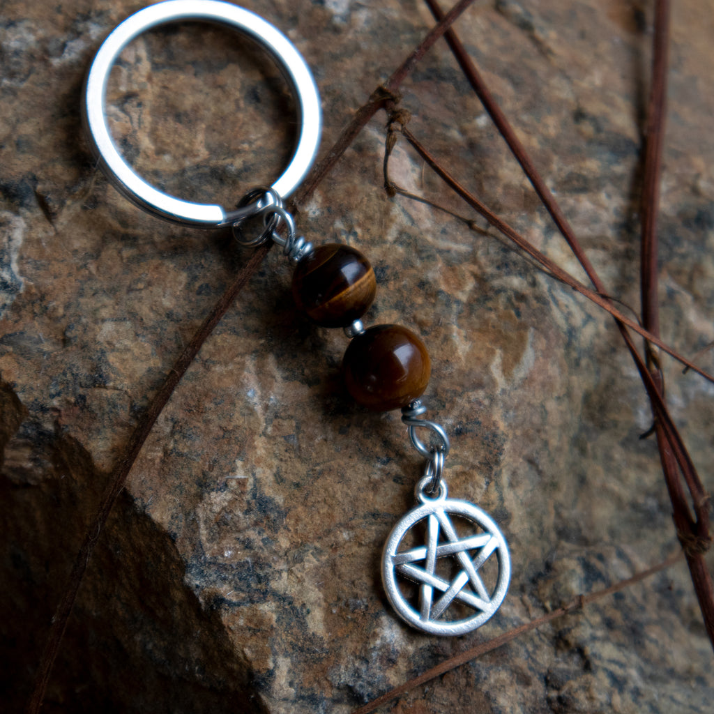 TIGER EYE (Pentagram) Dog Amulet