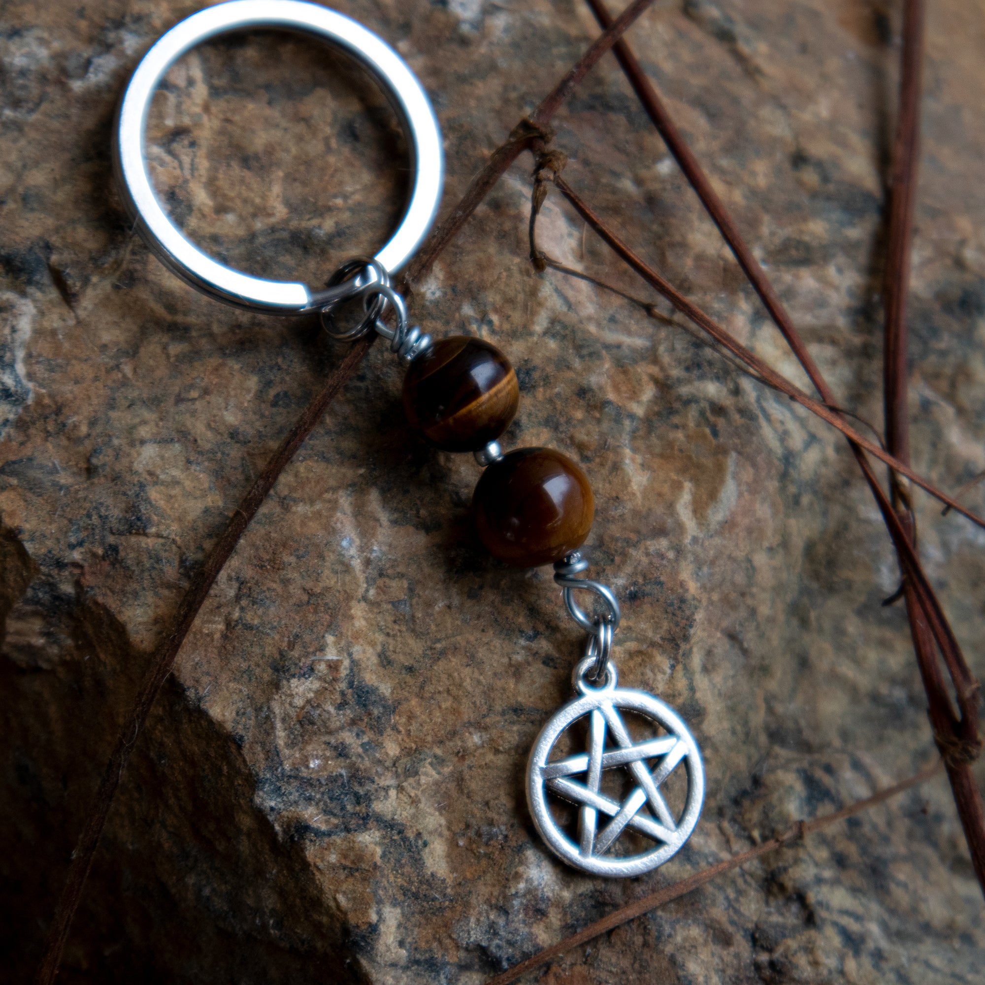 TIGER EYE (Pentagram) Dog Amulet
